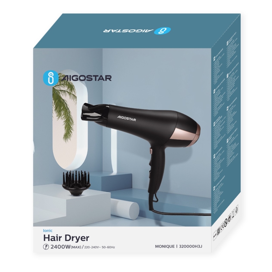 Aigostar - Fén 2400W/230V černá