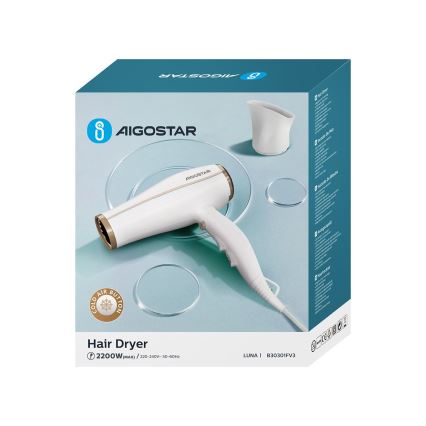 Aigostar - Fén s ionizátorem 2200W/230V bílá