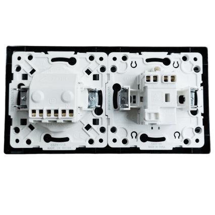 Aigostar - Jednopólový vypínač č. 1 a zásuvka SCHUKO 230V s rámečkem černá