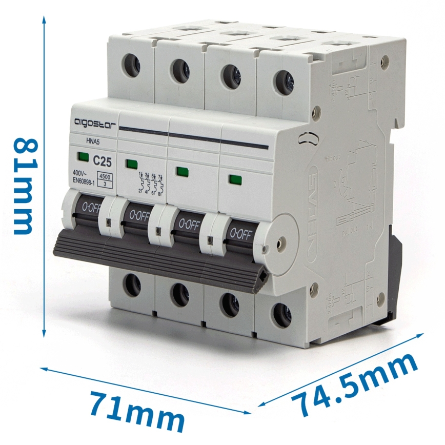Aigostar - Jistič 4-fázový 4P-25A-C 400V