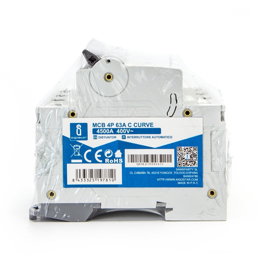 Aigostar - Jistič 4-fázový 4P-63A-C 400V