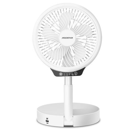 Aigostar - LED Bezdrátový skládací ventilátor s USB portem 6,5W/5V 8000 mAh
