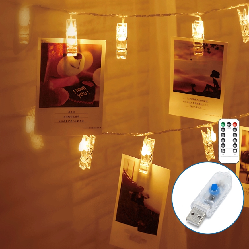 Aigostar - LED Dekorační řetěz 20xLED/5W/USB 6 m teplá bílá