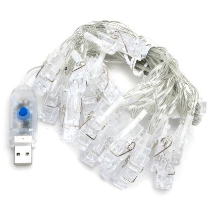 Aigostar - LED Dekorační řetěz 20xLED/5W/USB 6 m teplá bílá