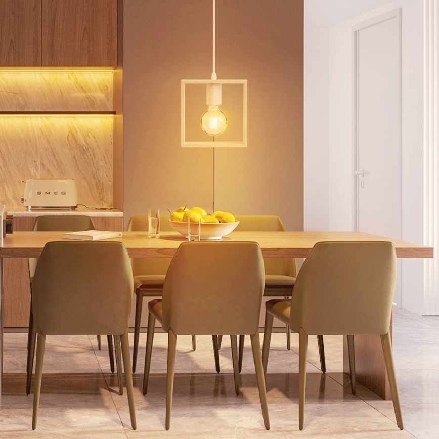 Aigostar - LED Dřevěný lustr na lanku 1xE27/9W/230V 2200K borovice