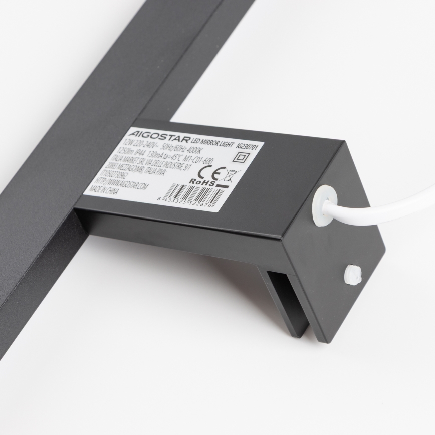 Aigostar - LED Koupelnové osvětlení zrcadla LED/12W/230V 4000K 60 cm IP44 černá