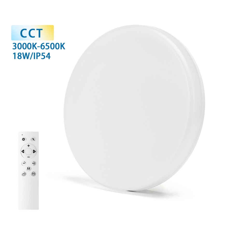 Aigostar - LED Stmívatelné koupelnové stropní svítidlo LED/18W/230V 3000-6000K IP54 + dálkové ovládání