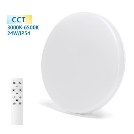 Aigostar - LED Stmívatelné koupelnové stropní svítidlo LED/24W/230V 3000K-6500K IP54 pr. 33 cm + dálkové ovládání