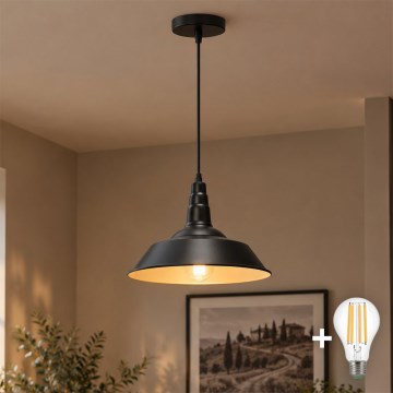 Aigostar - LED Lustr na lanku 1xE27/60W/230V pr. 36 cm černá