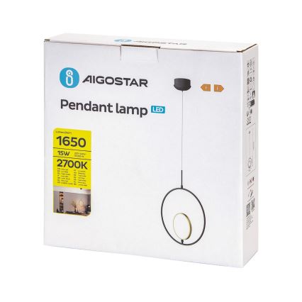 Aigostar - LED Lustr na lanku LED/15W/230V 6500K černá/zlatá