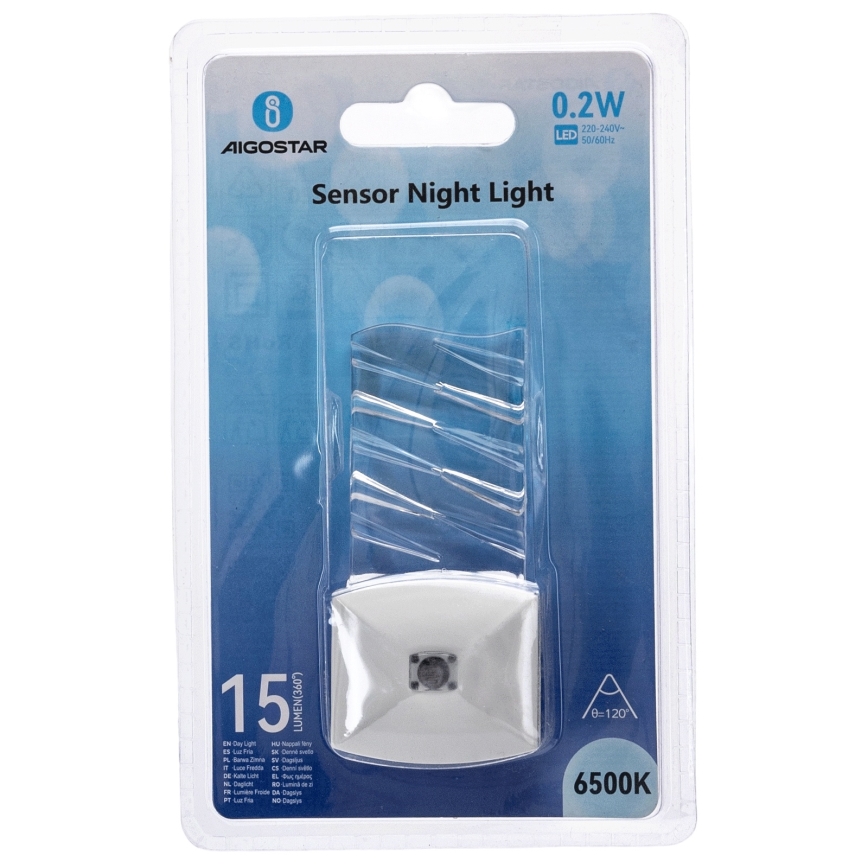Aigostar - LED Noční světlo se senzorem soumraku LED/0,2W/230V 6500K
