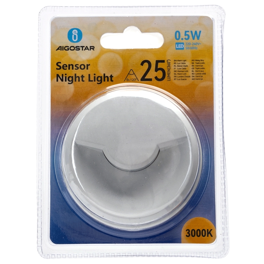 Aigostar - LED Noční světlo se senzorem soumraku LED/0,5W/230V 3000K