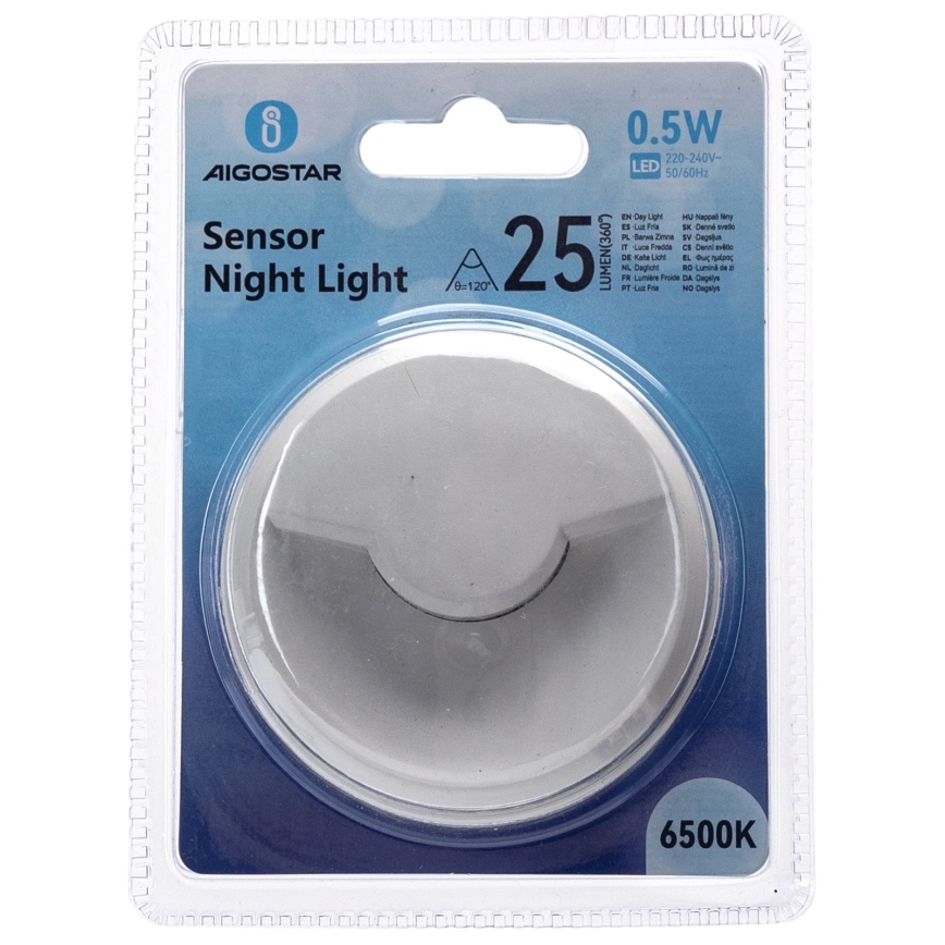 Aigostar - LED Noční světlo se senzorem soumraku LED/0,5W/230V 6500K