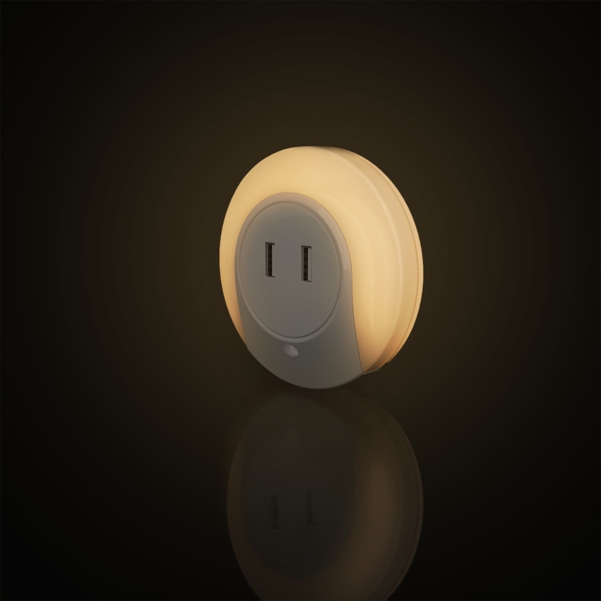 Aigostar - LED Noční svítidlo se senzorem soumraku do zásuvky s USB LED/0,4W/230V