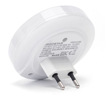 Aigostar - LED Noční svítidlo se senzorem soumraku do zásuvky s USB LED/0,4W/230V