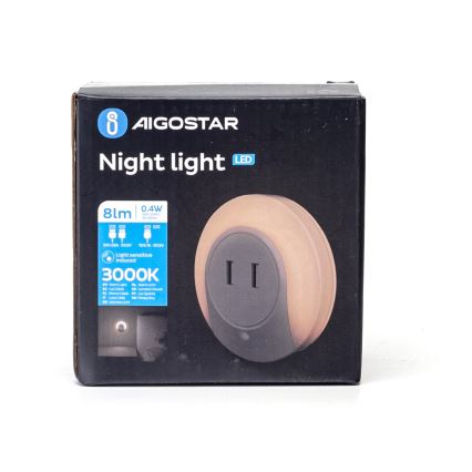 Aigostar - LED Noční svítidlo se senzorem soumraku do zásuvky s USB LED/0,4W/230V