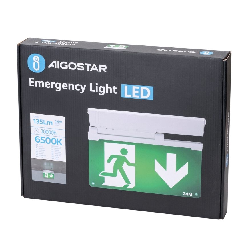 Aigostar - LED Nouzové svítidlo EMERGENCY EXIT LED/3,6W/230V 6500K 500mAh