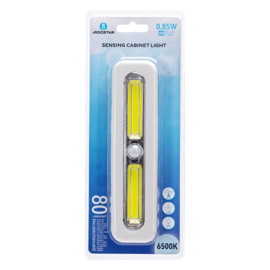 Aigostar - LED Osvětlení skříně se senzorem pohybu LED/3xAAA 6500K bílá