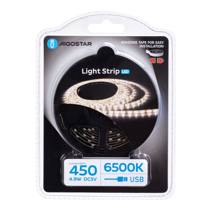 Aigostar - LED Pásek 2m LED/4,9W/5V 6500K IP65 černá
