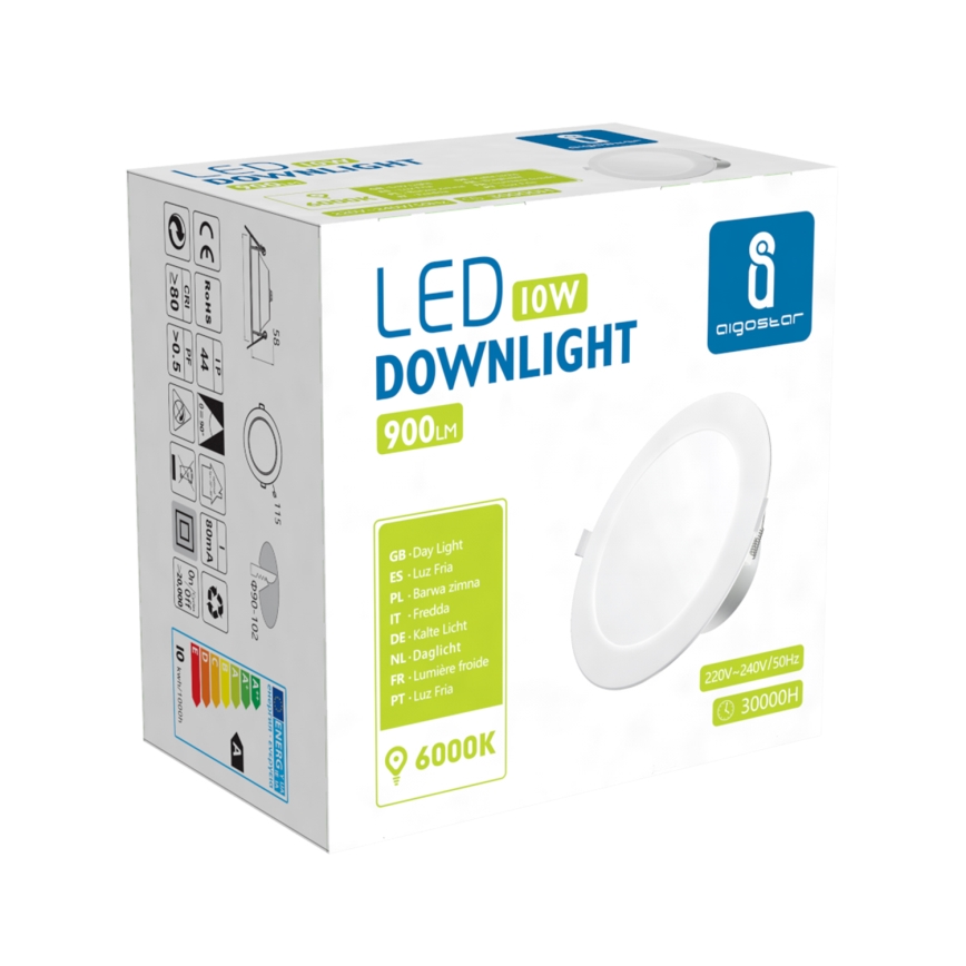 Aigostar - LED Koupelnové podhledové svítidlo LED/10W/230V 6000K IP44 pr. 11,5 cm bílá
