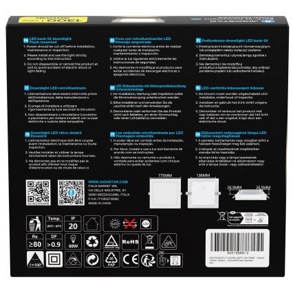 Aigostar - LED Podhledové svítidlo LED/12W/230V 3000K 17,5x17,5 cm bílá
