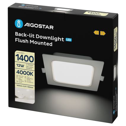 Aigostar - LED Podhledové svítidlo LED/12W/230V 4000K 17,5x17,5 cm bílá