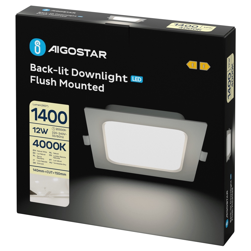 Aigostar - LED Podhledové svítidlo LED/12W/230V 4000K 17,5x17,5 cm bílá