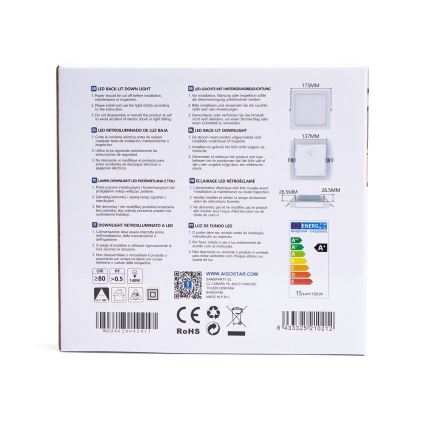 Aigostar - LED Podhledové svítidlo LED/15W/230V 17,5x17,5 cm 3000K bílá