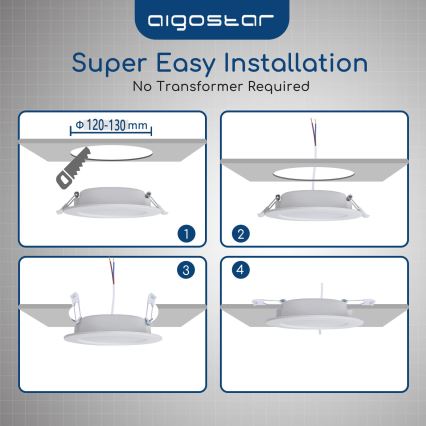 Aigostar - LED Koupelnové podhledové svítidlo LED/15W/230V 4000K IP44 pr. 14,5 cm bílá