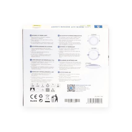 Aigostar - LED Podhledové svítidlo LED/18W/230V 3000K pr. 22,2 cm bílá