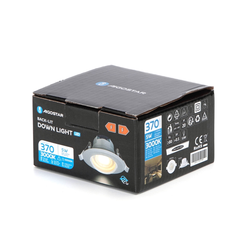 Aigostar - LED Podhledové svítidlo LED/5W/230V 3000K pr. 8,5 cm bílá