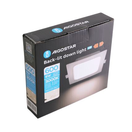 Aigostar - LED Podhledové svítidlo LED/6W/230V 3000K 12x12 cm bílá