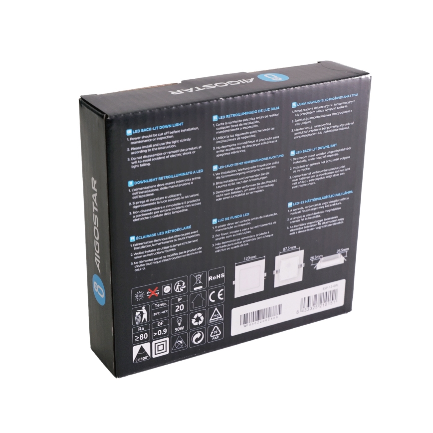 Aigostar - LED Podhledové svítidlo LED/6W/230V 3000K 12x12 cm bílá