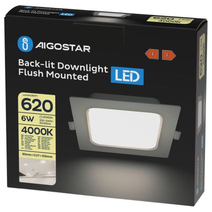 Aigostar - LED Podhledové svítidlo LED/6W/230V 4000K 12x12 cm bílá