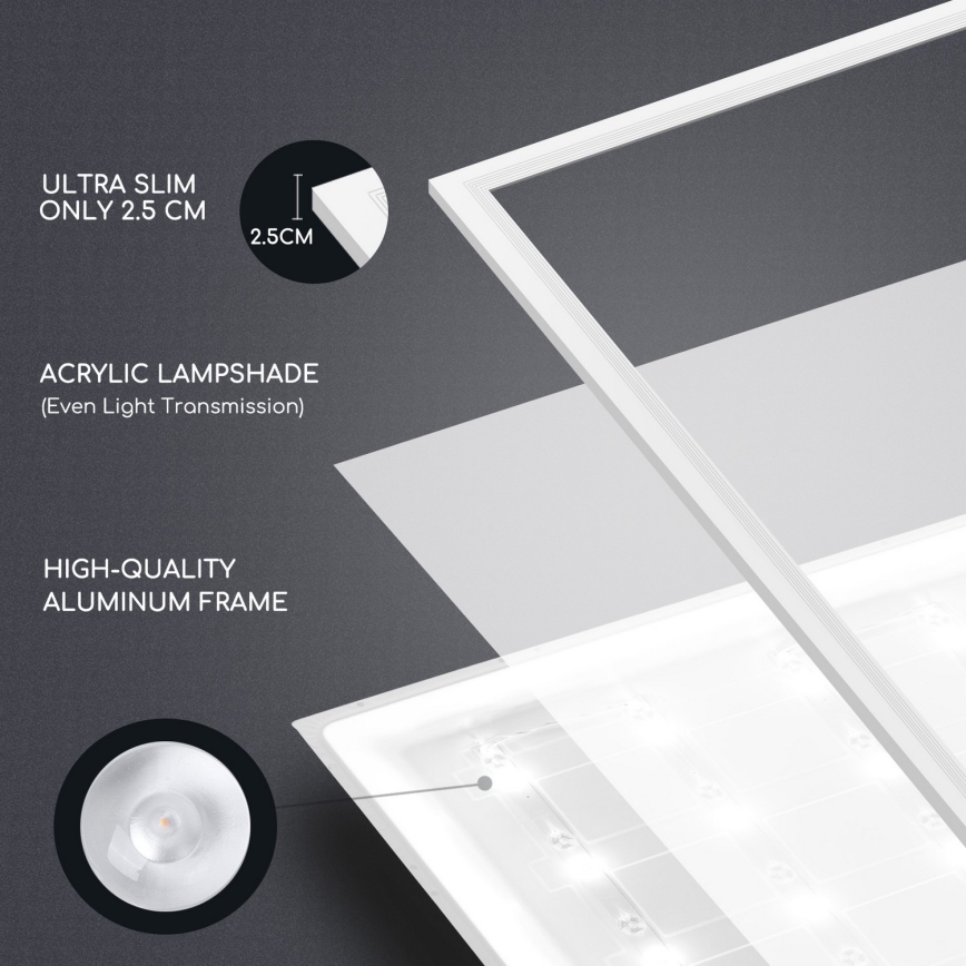 Aigostar - LED Podhledový panel LED/40W/230V 3000K/4000K/6500K 60x60cm bílá