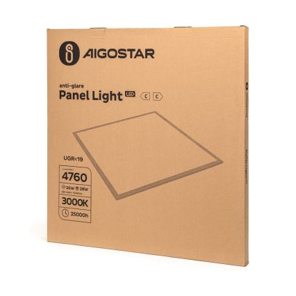 Aigostar - LED Přisazený panel LED/28W/230V High Efficiency UGR19 3000K 59,5x59,5 cm