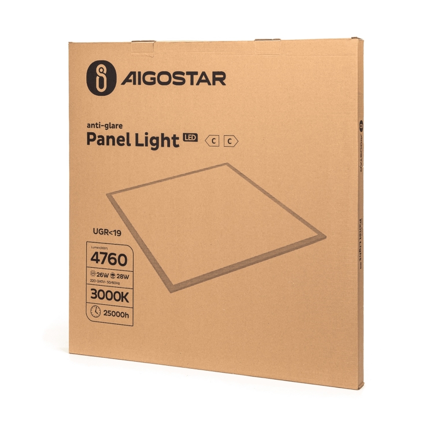 Aigostar - LED Přisazený panel LED/28W/230V High Efficiency UGR19 3000K 59,5x59,5 cm