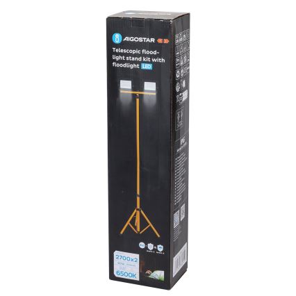 Aigostar - LED Reflektor se stojanem 2xLED/30W/230V 6500K IP65 oranžová/černá
