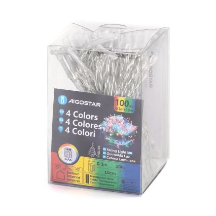 Aigostar - LED  řetěz 100xLED/3xAA 10,3m multicolor