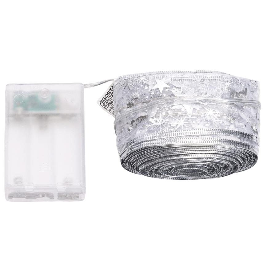 Aigostar - LED  řetěz 100xLED/3xAA 10 m teplá bílá stříbrná