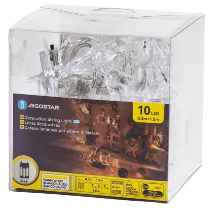 Aigostar - LED  řetěz 10xLED/3xAA 1,5m teplá bílá jeleni