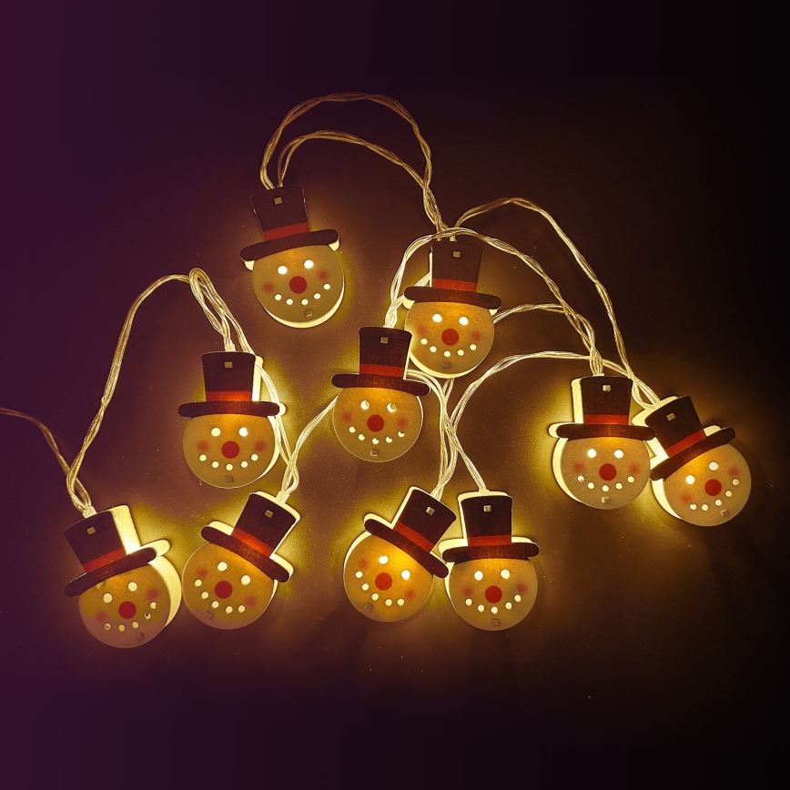 Aigostar - LED  řetěz 10xLED/3xAA 1,5m teplá bílá sněhulák