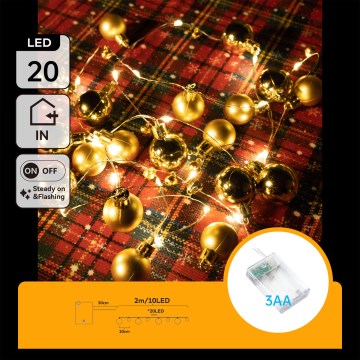 Aigostar - LED  řetěz 20xLED/3xAA 2 m teplá bílá