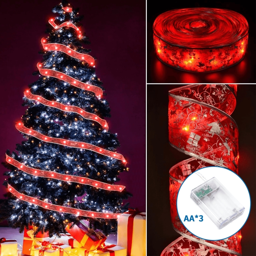 Aigostar - LED  řetěz 20xLED/3xAA 2 m teplá bílá červená