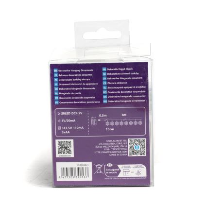 Aigostar - LED  řetěz 20xLED/3xAA 3,3m vločky