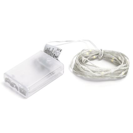 Aigostar - LED  řetěz 50xLED/3xAA 5,3m studená bílá