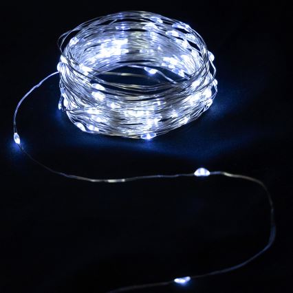 Aigostar - LED Venkovní řetěz 50xLED/3xAA 5,3 m studená bílá