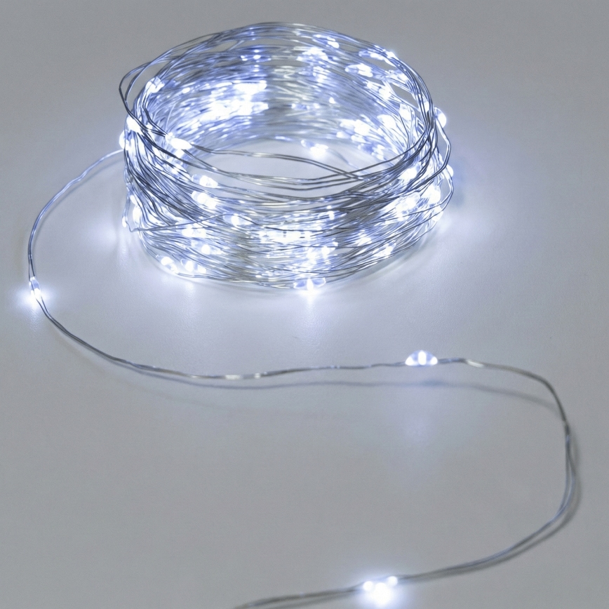 Aigostar - LED Venkovní řetěz 50xLED/3xAA 5,3 m studená bílá