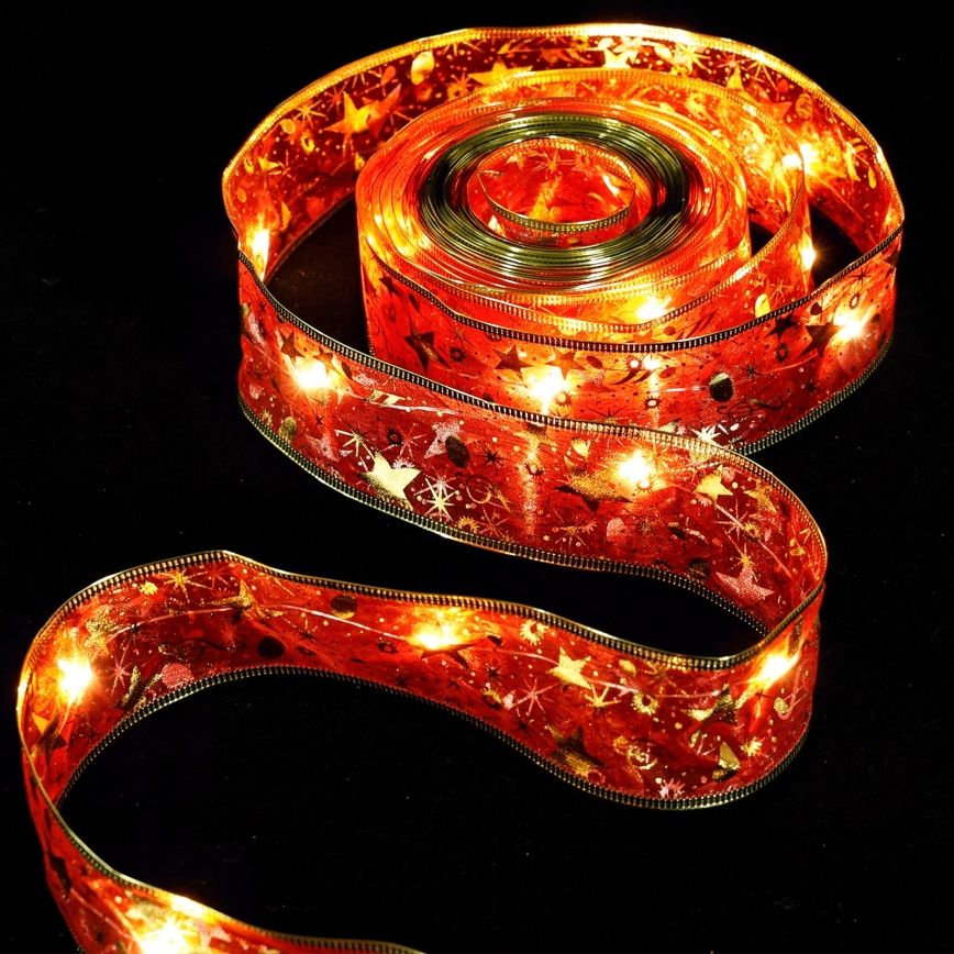 Aigostar - LED  řetěz 50xLED/3xAA 5m teplá bílá červená