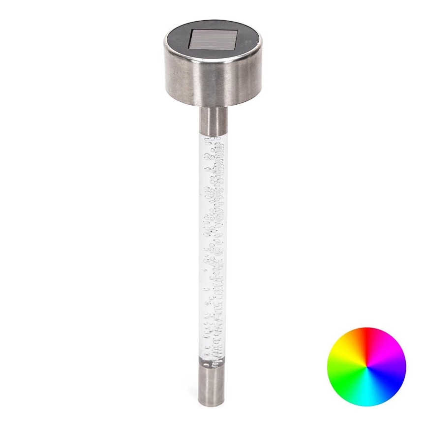 Aigostar - LED RGB Solární lampa LED/0,006W/1,2V 40 mAh 36,7cm matný chrom IP44